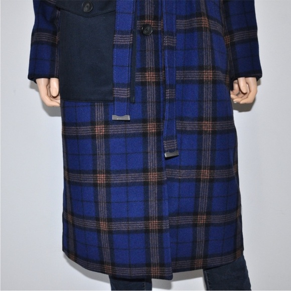 G-STAR // padded fieldcoat belted blue orange tartan plaid wool blend - Picture 10 of 15